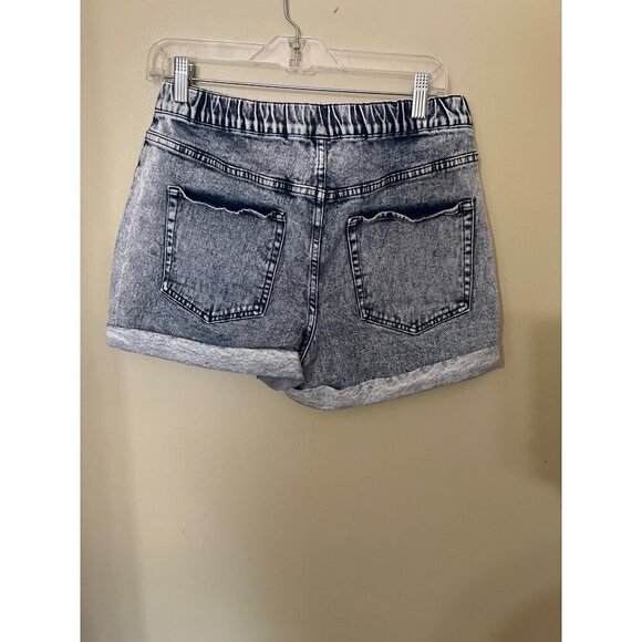 Wild Fable Womens  Acid Wash Denim Shorts Medium  Elastic Waist Summer Stretch - Picture 2 of 8